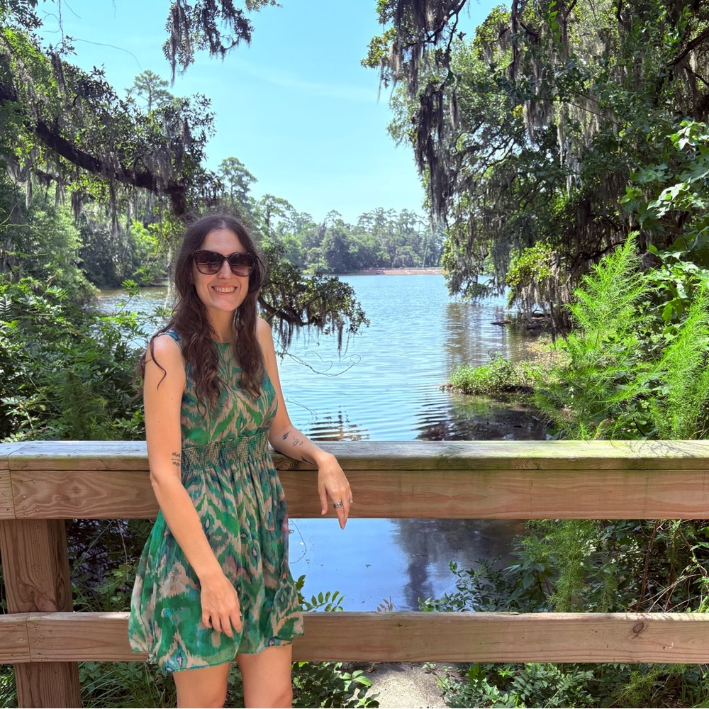 Zara Green and Blue Patterned Mini Dress